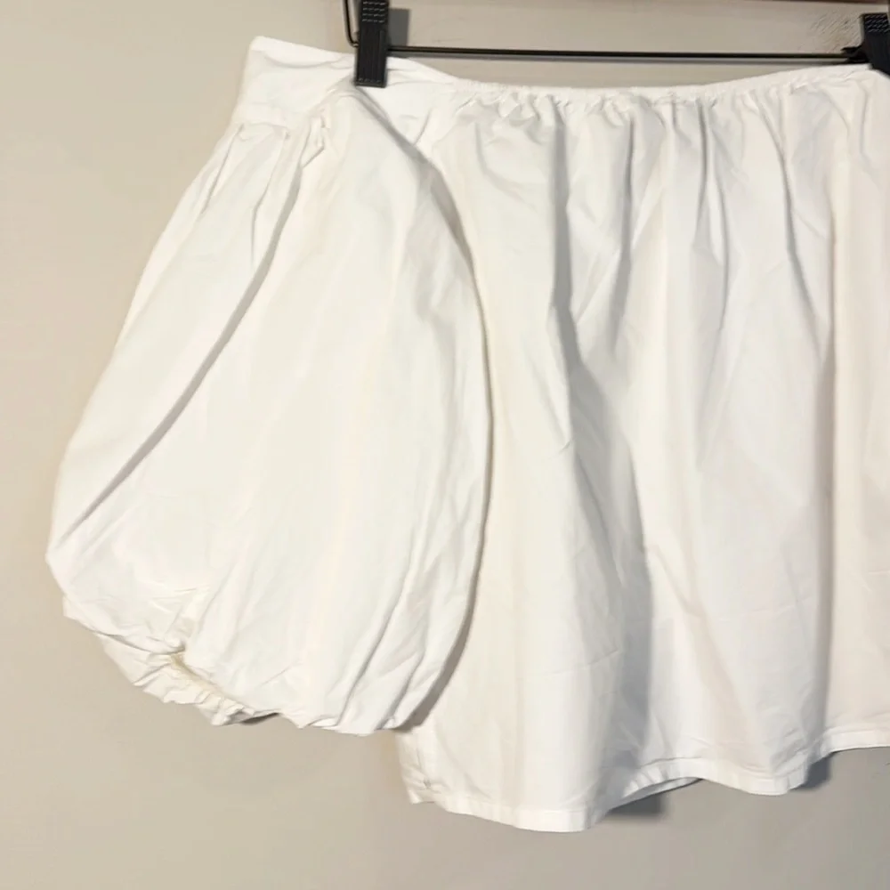 Anthropologie x Mare Mare White Off Shoulder Puff Sleeve Crop top blouse Sz S